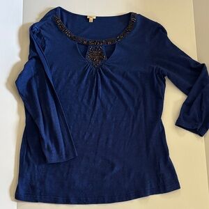 Reba Royal Blue Embellished Long Sleeve Top